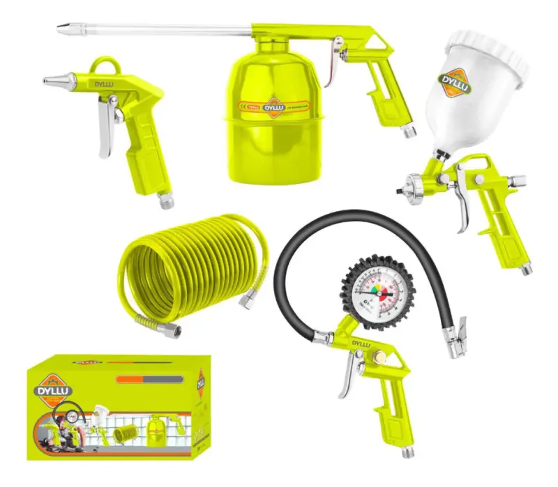 Kit Set De 5 Piezas Para Compresor Aire Pistola Pintar DTAX1505