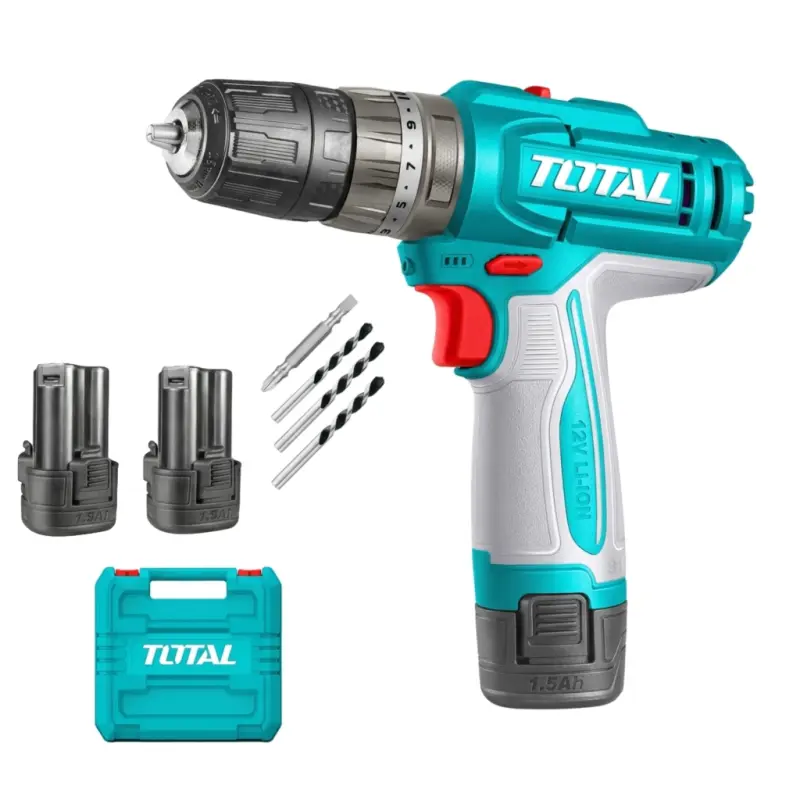 Taladro Percutor 12V 1500rpm 20Nm TOTAL TIDLI12206 con Maletin y 2 Baterias con Carga TIPO C