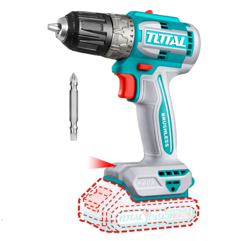 Taladro Inalambrico 20v Brushless 52Nm 2000 Rpm Total TDLI204531
