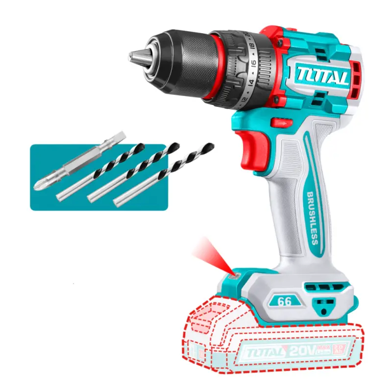 Taladro percutor 20v Bl 2000rpm 66nm 13mm Total TIDLI206681