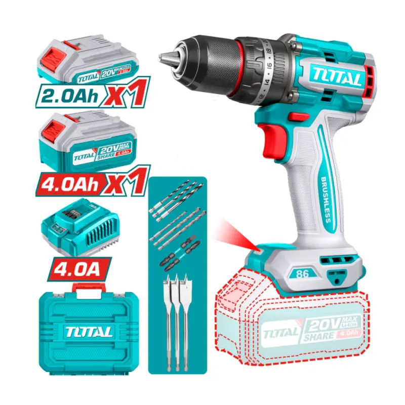 Taladro Percutor 20V BL 2000rpm 86Nm TOTAL TIDLI20868-4