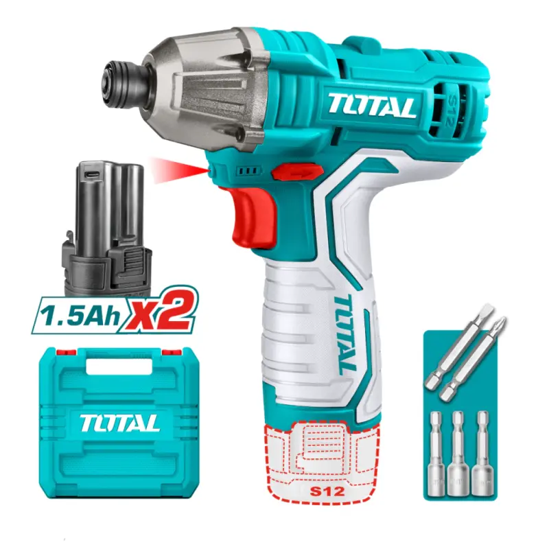 Atornillador De Impacto 1/4 Batería 12v 1000Nm Total TIRLI12015
