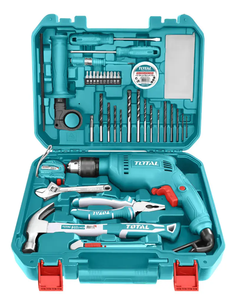Kit Taladro 680 W + Caja 115 Accesorios Y Herramientas Total THKTHP1152-4