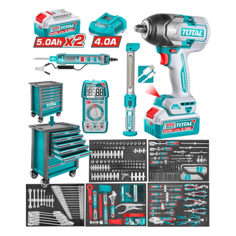 Kit Llave de Impacto 850Nm + 369 Accesorios INDUSTRIAL TOTAL THPTCS83692-4