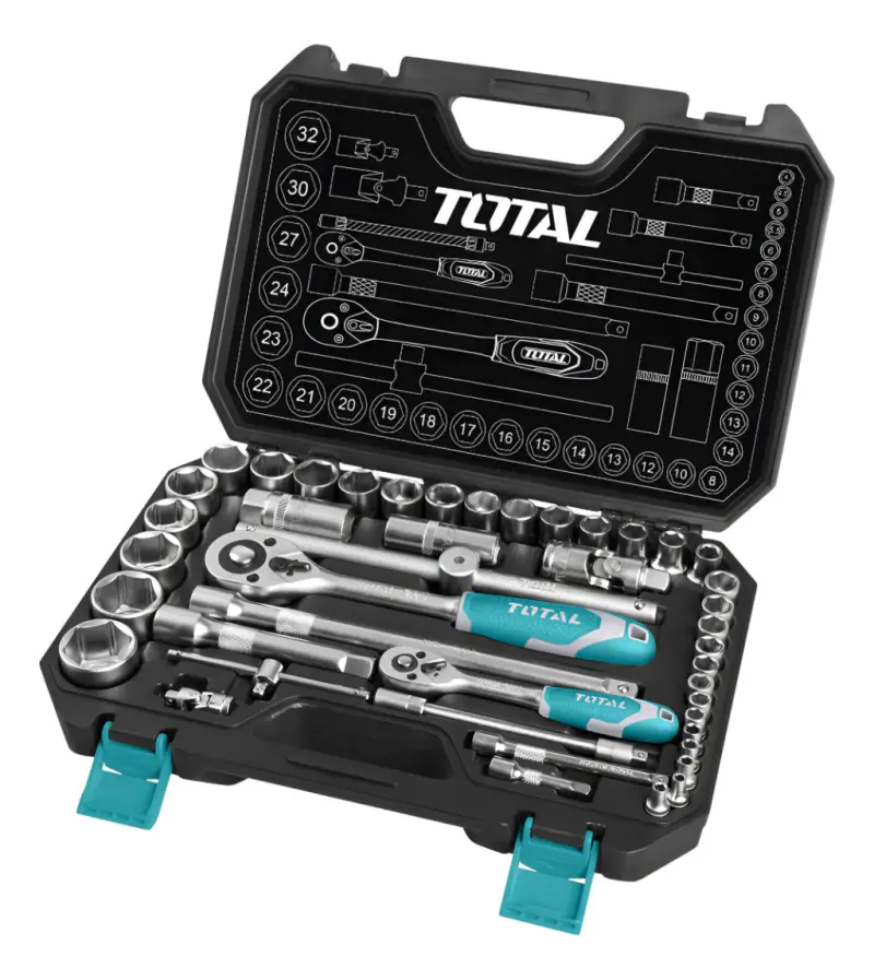 Caja Set De Herramientas 44 Ps Llaves Tubo Maletin Total THT421441