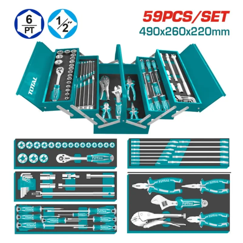Caja De Herramientas Metalica Manuales 59 Piezas Total THTCS12591