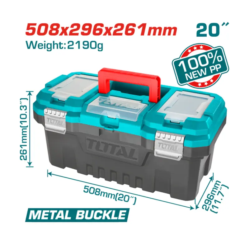 Caja Plastica De Herramientas 20 Cierre Metalico Total TPBX0202