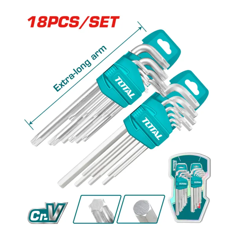 Set Juego llaves hexagonales y torx x 18u industrial total THT106KT0181