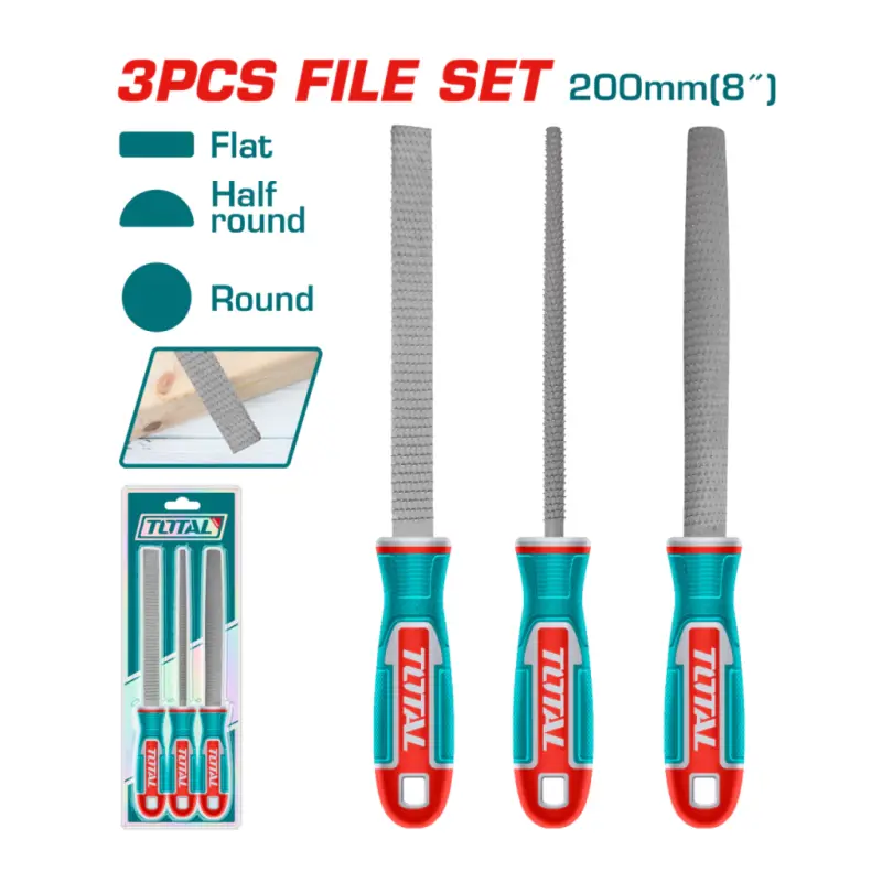 Set Kit Juego 3 Limas Escofina Para Madera Industrial Total THT918326