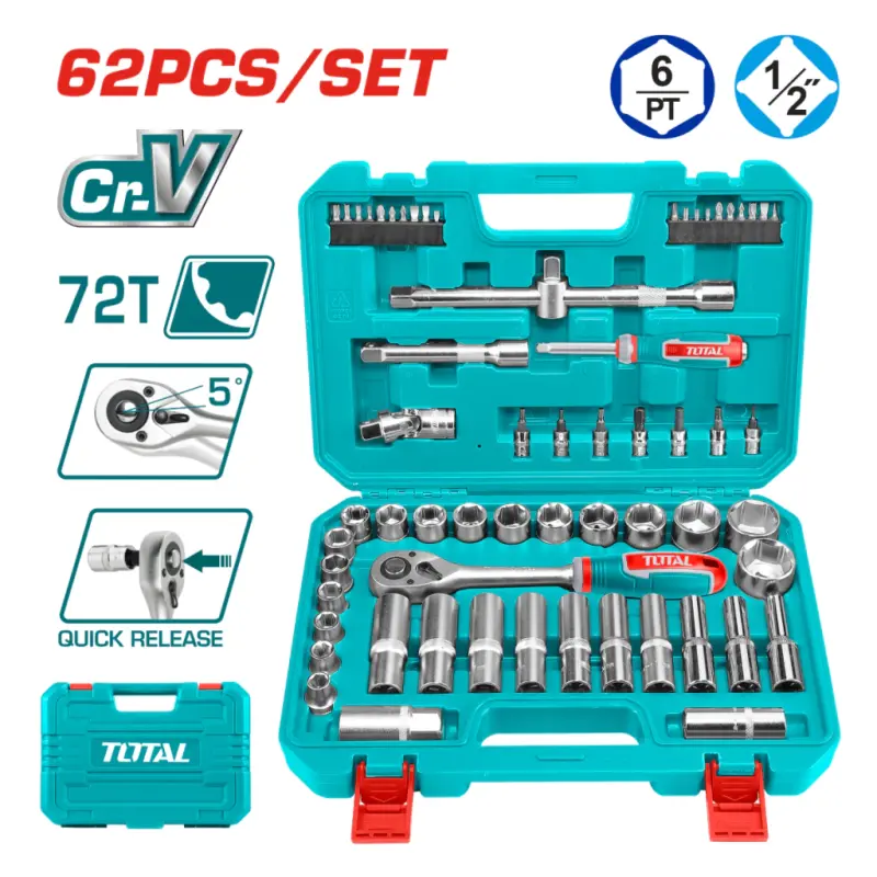 Set Llave y Bocallaves 62 Pcs 1/2" THT121602